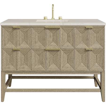 James Martin Vanities Emmeline 48" Free Standing Single Basin Vanity Set with Stone Composite Top and Rectangular Sink Pebble Oak