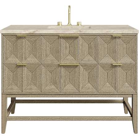 James Martin Vanities Emmeline 48" Free Standing Single Basin Vanity Set with Solid Surface Top and Rectangular Sink Pebble Oak