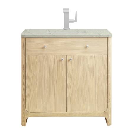 James Martin Vanities Gracyn 36" Free Standing Single Basin Poplar Wood Vanity Set with Quartz Top and Rectangular Sink Coastal DriftWood