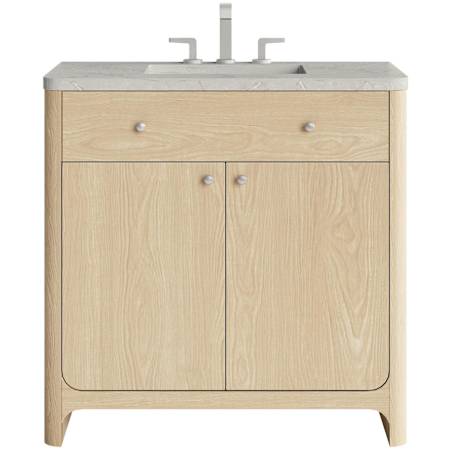 James Martin Vanities Gracyn 36" Free Standing Single Basin Vanity Set with Stone Composite Top, Rectangular Sink, USB Port and Electrical Outlet Coastal DriftWood