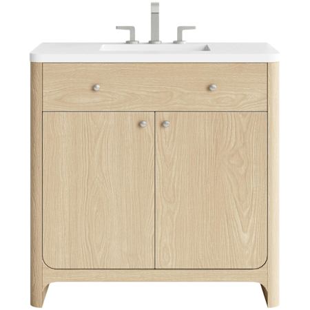 James Martin Vanities Gracyn 36" Free Standing Single Basin Vanity Set with Stone Composite Top, Rectangular Sink, USB Port and Electrical Outlet Coastal DriftWood