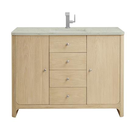 James Martin Vanities Gracyn 48" Free Standing Single Basin Poplar Wood Vanity Set with Quartz Top and Rectangular Sink Coastal DriftWood