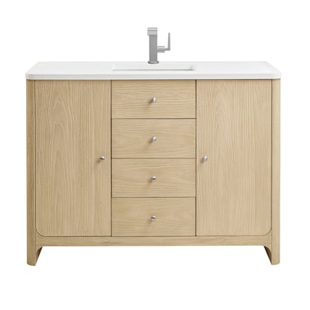James Martin Vanities Gracyn 48" Free Standing Single Basin Poplar Wood Vanity Set with Quartz Top and Rectangular Sink Coastal DriftWood