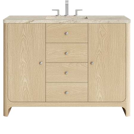 James Martin Vanities Gracyn 48" Free Standing Single Basin Ash Wood Vanity Set with Solid Surface Top, Rectangular Sink, USB Port(s), and Electrical Outlet(s) Coastal DriftWood