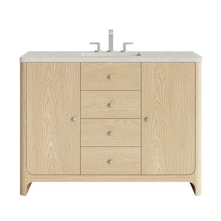 James Martin Vanities Gracyn 48" Free Standing Single Basin Ash Wood Vanity Set with Stone Composite Top, Rectangular Sink, USB Port(s), and Electrical Outlet(s) Coastal DriftWood