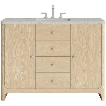 James Martin Vanities Gracyn 48" Free Standing Single Basin Vanity Set with Stone Composite Top, Rectangular Sink, USB Port and Electrical Outlet Coastal DriftWood