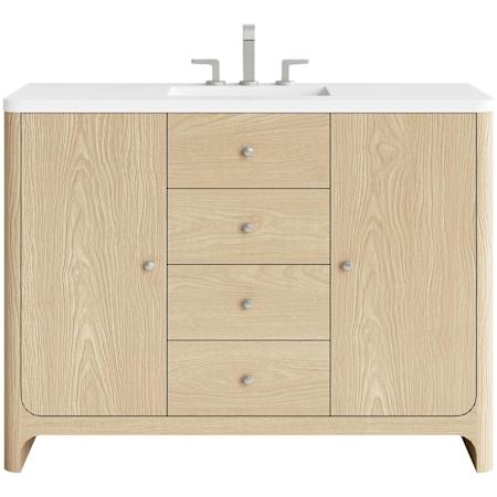 James Martin Vanities Gracyn 48" Free Standing Single Basin Vanity Set with Stone Composite Top, Rectangular Sink, USB Port and Electrical Outlet Coastal DriftWood