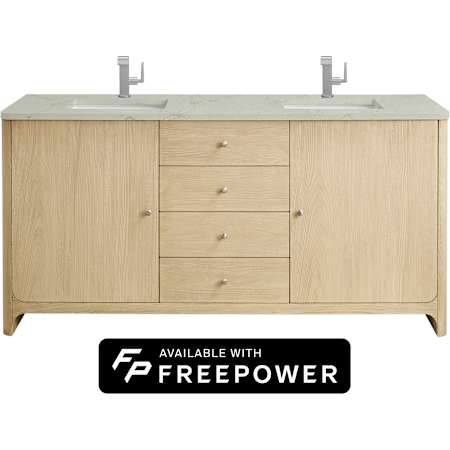 James Martin Vanities Gracyn 72" Free Standing Double Basin Ash Wood Vanity Set with Victorian Silver Silestone Top, Rectangular Sinks, and Matching Mirrors Coastal DriftWood