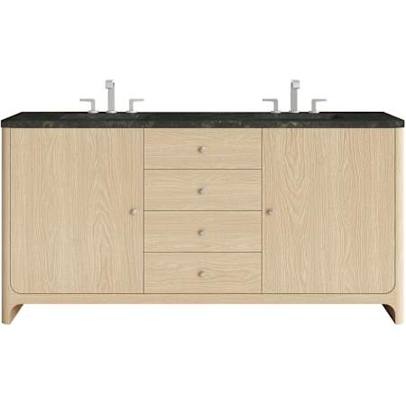 James Martin Vanities Gracyn 72" Free Standing Double Basin Ash Wood Vanity Set with Solid Surface Top, Rectangular Sinks, USB Port(s), and Electrical Outlet(s) Coastal DriftWood