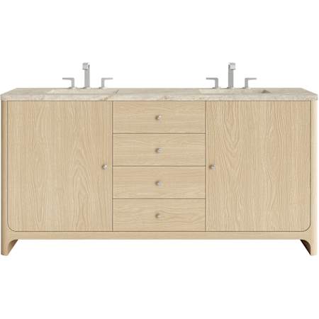James Martin Vanities Gracyn 72" Free Standing Double Basin Ash Wood Vanity Set with Solid Surface Top, Rectangular Sinks, USB Port(s), and Electrical Outlet(s) Coastal DriftWood