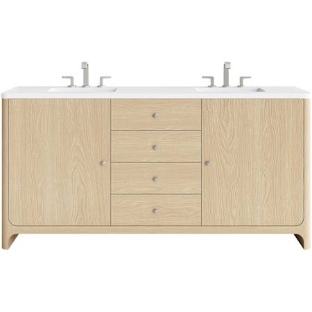 James Martin Vanities Gracyn 72" Free Standing Double Basin Vanity Set with Stone Composite Top, Rectangular Sinks, USB Port and Electrical Outlet Coastal DriftWood