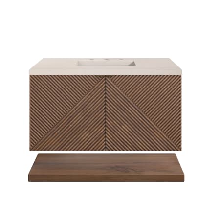 James Martin Vanities Marcello 36" Wall Mounted Single Basin Vanity Set with Cabinet and Quartz Vanity Top Chestnut / Eternal Marfil
