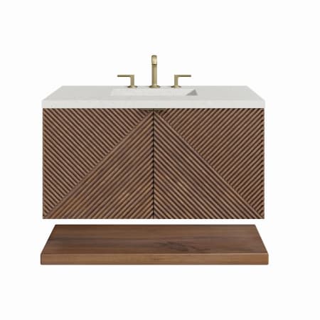 James Martin Vanities Marcello 36" Single Basin Wood Vanity Set with 3cm Lime Delight Silestone Quartz Vanity Top and Rectangular Sink Chestnut