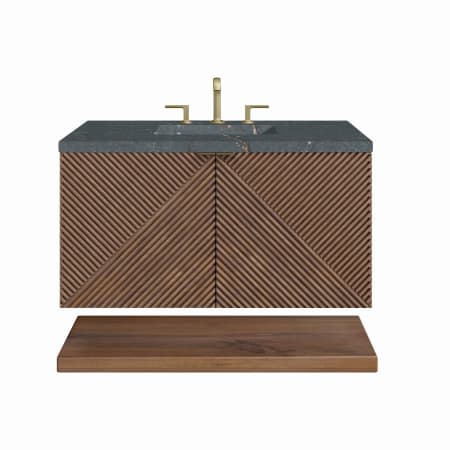 James Martin Vanities Marcello 36" Single Basin Wood Vanity Set with 3cm Parisien Bleu Silestone Quartz Vanity Top and Rectangular Sink Chestnut