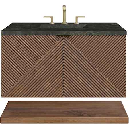 James Martin Vanities Marcello 36" Wall Mounted Single Basin Vanity Set with Solid Surface Top and Rectangular Sink Chestnut