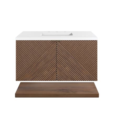 James Martin Vanities Marcello 36" Wall Mounted Single Basin Vanity Set with Cabinet and Quartz Vanity Top Chestnut / White Zeus