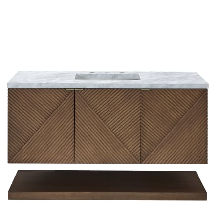 James Martin Vanities Marcello 48" Free Standing Vanity Set with Cabinet and Carrara White Marble Vanity Top Chestnut