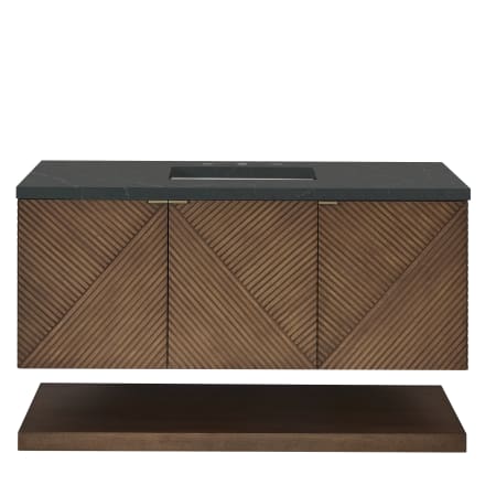 James Martin Vanities Marcello 48" Free Standing Vanity Set with Cabinet and Charcoal Soapstone Quartz Vanity Top Chestnut