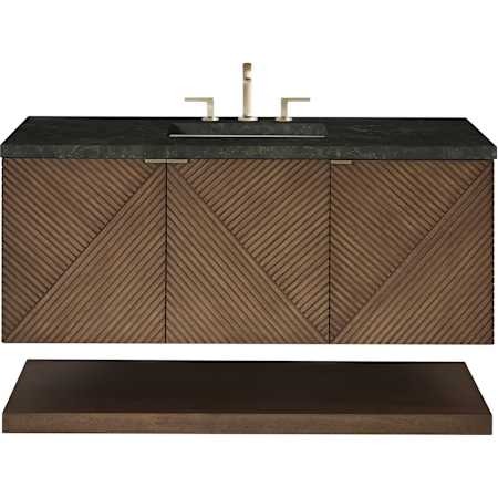 James Martin Vanities Marcello 48" Wall Mounted Single Basin Acacia Wood Vanity Set with Solid Surface Top and Rectangular Sink Chestnut