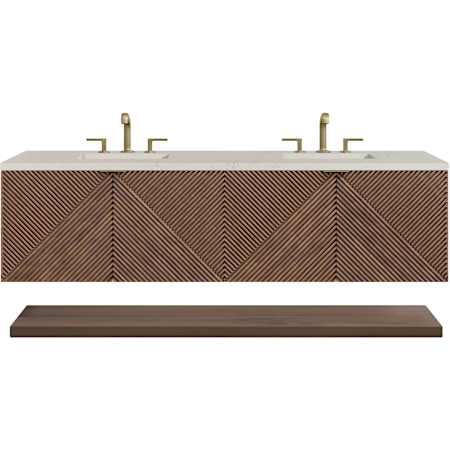 James Martin Vanities Marcello 72" Wall Mounted Double Basin Vanity Set with Stone Composite Top and Rectangular Sinks Chestnut