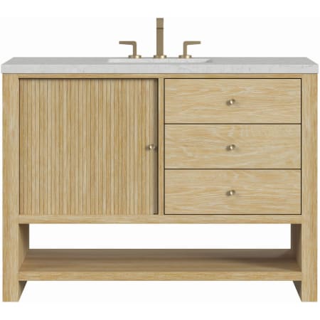 James Martin Vanities Marigot 48" Single Basin Wood Vanity Set with 3cm Eternal Jasmine Pearl Silestone Quartz Vanity Top and Rectangular Sink - 8" Faucet Centers Sunwashed Oak