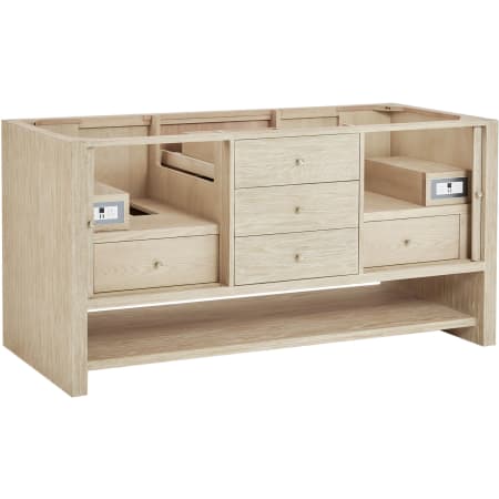 James Martin Vanities Marigot 72" Double Basin Wood Vanity Cabinet Only with USB Port and Electrical Outlet Sunwashed Oak