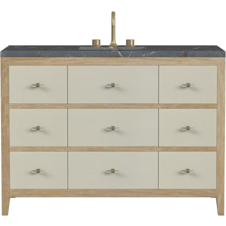 James Martin Vanities Celeste 48" Single Basin Wood Vanity Set with 3cm Parisien Bleu Silestone Quartz Vanity Top, and Rectangular Sink - 8" Faucet Centers Sunwashed Oak / Embossed Shagreen