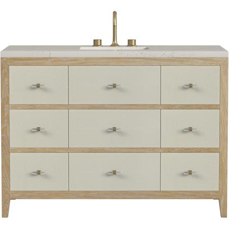 James Martin Vanities Celeste 48" Free Standing Single Basin Oak Wood Vanity Set with Stone Composite Top and Rectangular Sink Sunwashed Oak / Embossed Shagreen