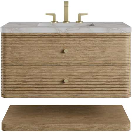 James Martin Vanities Allamari 36" Wall Mounted Single Basin Ash Wood Vanity Set with Stone Composite Top and Rectangular Sink Dune Mist