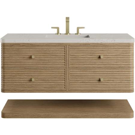 James Martin Vanities Allamari 48" Wall Mounted Single Basin Ash Wood Vanity Set with Stone Composite Top and Rectangular Sink Dune Mist