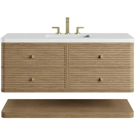 James Martin Vanities Allamari 48" Wall Mounted Single Basin Ash Wood Vanity Set with Stone Composite Top and Rectangular Sink Dune Mist