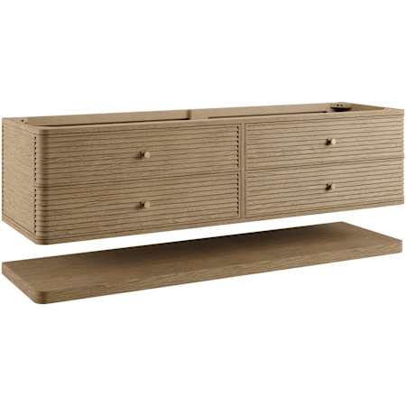 James Martin Vanities Allamari 72" Wall Mounted Double Basin Ash Wood Vanity Dune Mist