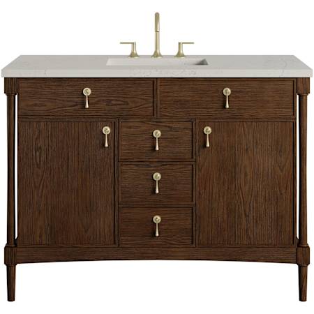 James Martin Vanities Kinnsden 48" Free Standing Single Basin Oak Wood Vanity Set with Stone Composite Top, Rectangular Sink, USB Port(s), and Electrical Outlet(s) Sable Oak
