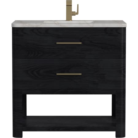 James Martin Vanities Lucian 36" Free Standing Single Basin Vanity Set with Cabinet and Quartz Vanity Top Carbon Oak