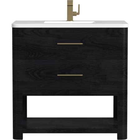 James Martin Vanities Lucian 36" Free Standing Single Basin Vanity Set with Cabinet and Quartz Vanity Top Carbon Oak