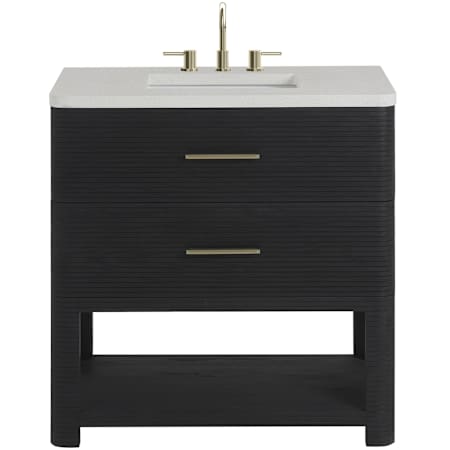 James Martin Vanities Lucian 36" Free Standing Single Basin Ash Wood Vanity Set with Stone Composite Top and Rectangular Sink Carbon Oak