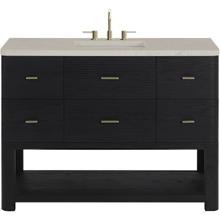 James Martin Vanities Lucian 48" Free Standing Single Basin Ash Wood Vanity Set with Stone Composite Top and Rectangular Sink Carbon Oak