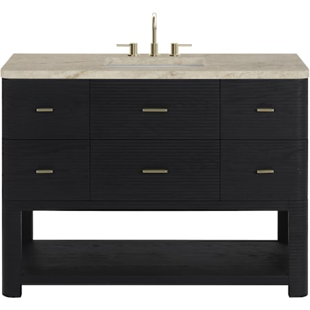 James Martin Vanities Lucian 48" Free Standing Single Basin Ash Wood Vanity Set with Solid Surface Top and Rectangular Sink Carbon Oak