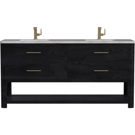 James Martin Vanities Lucian 72" Free Standing Double Basin Vanity Set with Cabinet and Quartz Vanity Top Carbon Oak