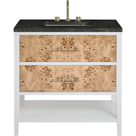 James Martin Vanities Olena 36" Free Standing Single Basin Vanity Set with Solid Surface Top and Rectangular Sink Polished White / Light Mappa Burl