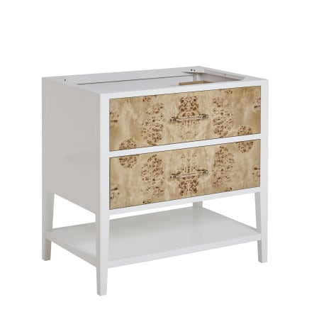 James Martin Vanities Olena 36" Single Basin Wood Vanity Cabinet Only with USB Port and Electrical Outlet Polished White / Light Mappa Burl