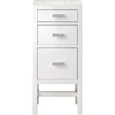 James Martin Vanities Addison 15" Side Cabinet with Eternal Jasmine Pearl Quartz Top Glossy White