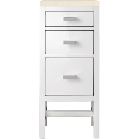 James Martin Vanities Addison 15" Side Cabinet with Eternal Marfil Quartz Top Glossy White