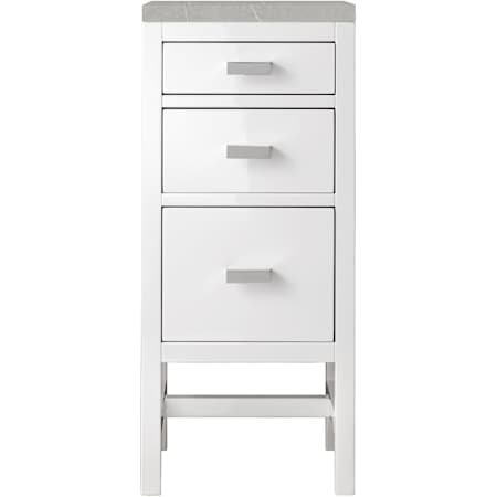 James Martin Vanities Addison 15" Side Cabinet with Eternal Serena Quartz Top Glossy White