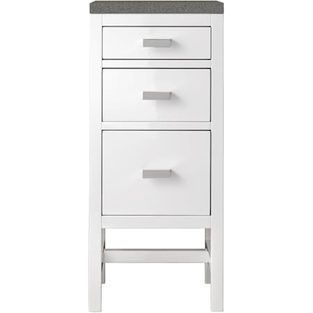 James Martin Vanities Addison 15" Side Cabinet with Grey Expo Quartz Top Glossy White