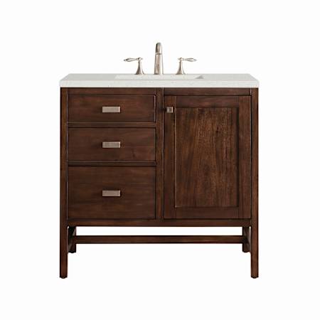 James Martin Vanities Addison 36" Single Basin Wood Vanity Set with 3cm Lime Delight Silestone Quartz Vanity Top, Rectangular Sink, USB Port and Electrical Outlet Mid-Century Acacia