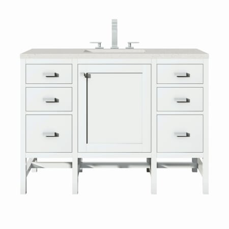 James Martin Vanities Addison 48" Single Basin Wood Vanity Set with 3cm Lime Delight Silestone Quartz Vanity Top, Rectangular Sink, USB Port and Electrical Outlet Glossy White