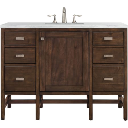 James Martin Vanities Addison 48" Free Standing Single Basin Hardwood Vanity Set with 1-3/16" Arctic Fall Solid Surface Top, and Electrical Outlet Mid Century Acacia
