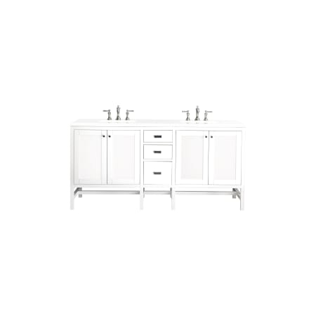 James Martin Vanities Addison 72" Free Standing Double Basin Vanity Set with Wood Cabinet and 3cm Quartz Vanity Top Glossy White
