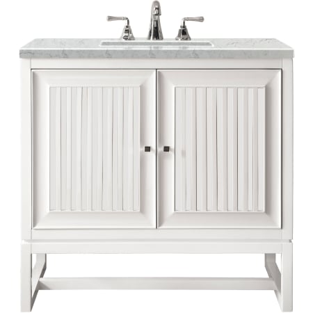 James Martin Vanities Athens 30" Free Standing Single Wood Vanity Set with Quartz Top Glossy White